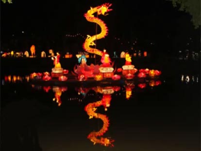 Dragon lantern on water at Hat Yai Lantern Festival